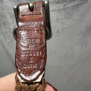 Vintage Fossil Brown Braided Leather Concho Western Belt Womens Small 90s thumbnail 5