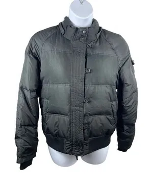 LFL Lust For Life Black Down Waterfowl Feather L Bomber Puffer Jacket thumbnail 1
