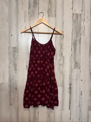 Mudd Mini Dress Womens Extra Small Maroon Red Medallion Tiered Boho Cami Dress thumbnail 6