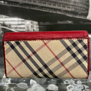 Authentic Rare Burberry Red Leather Nova Check Key Case thumbnail 5