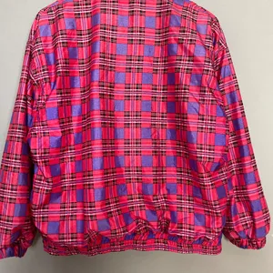 Vintage Jacket Plaid Nylon Pink Purple Zip-Up Windbreaker Lined Retro Women 90s thumbnail 6