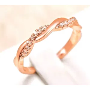NEW 14k Rose Gold-Plated S925 Simulated Diamond Eternity Twist Ring, Size 7.5‎ thumbnail 4