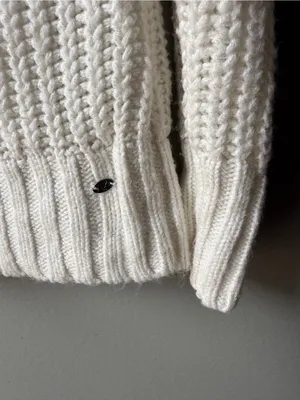 American Eagle Chunky Knit Sweater Cream Crewneck Cozy Cottagecore Size S thumbnail 2