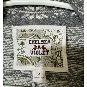 EUC Chelsea & Violet New Womens Grey‎ Print Sweater Jacket Medium Geometric-M thumbnail 2