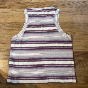 Madewell Striped High Neck Tank Top Red White Blue Cotton Blend‎ Size L thumbnail 3