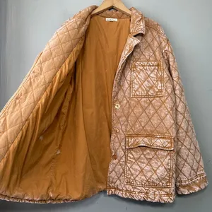 YFB On the Road Quilted Denim Coat Size XL Butterscotch Walker Jacket Boho thumbnail 3