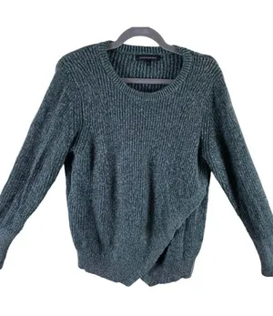 Banana Republic Green Long‎ Sleeve Round Neck Fuzzy Sweater Mohair Blend Size M thumbnail 1