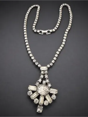 Vintage Retro Rhinestone Choker Necklace Circa 1950’s thumbnail 2