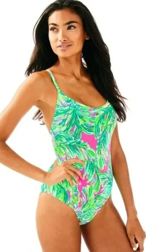 Lilly Pulitzer Azalea Multi-Color Shady Lady One Piece Swimsuit Size 4 thumbnail 1