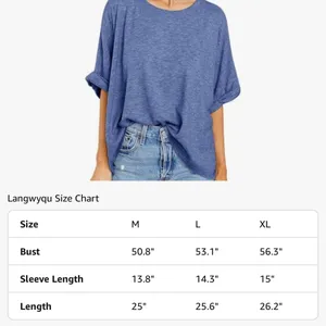 Blue Oversized Boxy 3/4 Sleeve Tee Size L thumbnail 7