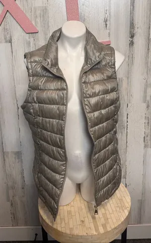 Calvin Klein Metallic Packable Puffer Vest Womens XL Champagne Taupe Quilted thumbnail 1