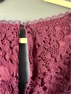ASTR The Label Burgundy Lace Long Sleeve Dress Medium thumbnail 9