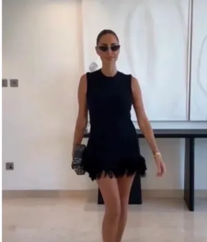 ZARA Fringe Dress Navy Blue thumbnail 4
