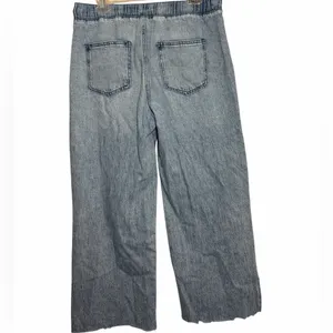 Rewash Stretchy Waistband Pull On Wide Leg Jeans Side Slit Light Wash Jean Large thumbnail 2