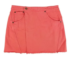Urban Outfitters‎ BDG Coral Pink Foldover Cutoff Denim Jean Skirt Size Small thumbnail 1