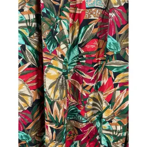Sag Harbor Red Tropical Floral Pleated Elastic Waist Midi Skirt M 90s Office thumbnail 4