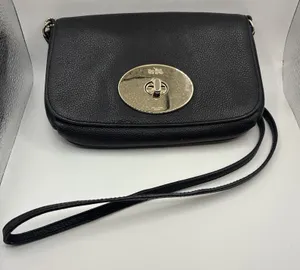 Coach Liv Pouch Crossbody Bag Black Pebbled Leather Small Purse thumbnail 1