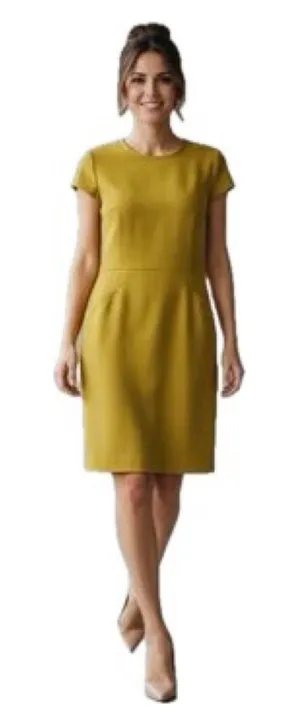 Boden Women's Chartreuse Cap Sleeve Crew Neck Pockets Sheath Dress 8 thumbnail 1