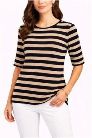 Lauren Ralph Lauren Sz M Gold Black Pullover Blouse Zipper Shoulder detailed thumbnail 1