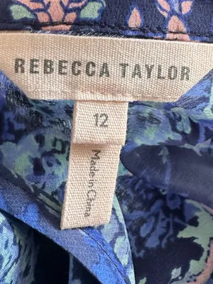 Rebecca Taylor Dreamweaver 100% Silk V-Neck Floral Dress Size 12 thumbnail 8