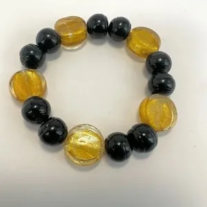 Black and yellow stretchy beaded bracelet thumbnail 7