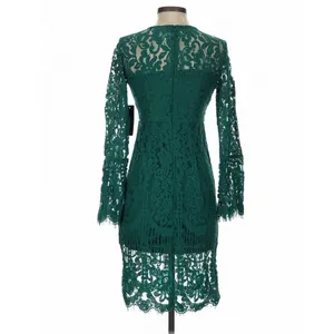 Lulus Enrapturing Elegance Green Lace Long Sleeve Midi Dress Bell Sleeve XS thumbnail 9