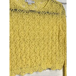 HYFVE Women's Small Yellow Long Sleeve Crochet Knit Pullover Sweater Sheer thumbnail 9