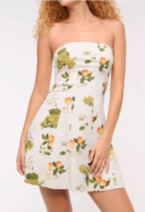 Abercrombie & Fitch Mila Strapless Mini Dress Cream Floral L thumbnail 1