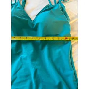 On The Beach Teal Blue Strappy Back Tankini Top Swimsuit Size 10 thumbnail 3