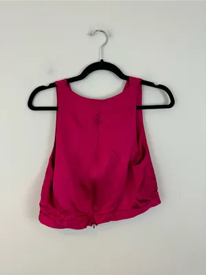 Zara Pink Cowl Neck Sleeveless Top Crop Length Zipper Back Size XL thumbnail 2