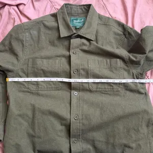 Woolrich Green Label Chamois Shirt Shacket Army Military Green Button Down Vietnam Thick Heavy Duty Men M Measurement in pics thumbnail 4