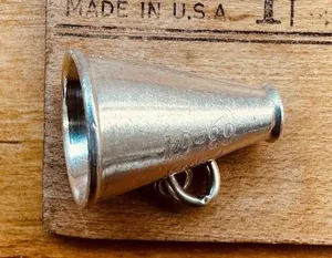 Sterling Silver Cheerleader Megaphone Charm‎ Pendant Vintage 3/4" Dana Engraved thumbnail 1