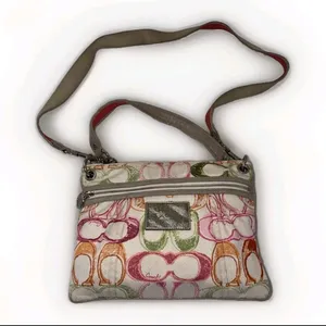 Y2K Coach Scribble Logo Signature Crossbody Handbag Poppy Edition Vintage thumbnail 1