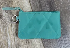 Vera Bradley Teal Quilted Zip ID Case Keychain Wallet thumbnail 1
