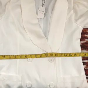 NWT Express X LadyGang White Puff Sleeve Double Breasted Blazer Dress thumbnail 6