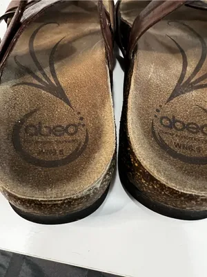 ABEO Bryce Brown Leather Strappy Slip On Comfort Narrow Sandals thumbnail 5