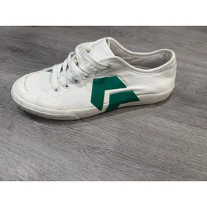 CLEAR Canvas Low Top Sneakers White Green Women's Size 8 Casual Lace Up Shoes thumbnail 7