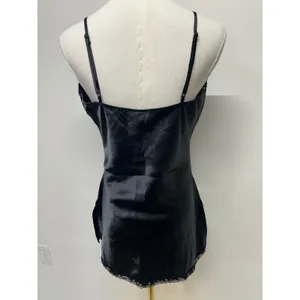 Y2K Xhilaration Black‎ Satin Lace Beaded Slip Babydoll Cami Fairy Coquette M thumbnail 4