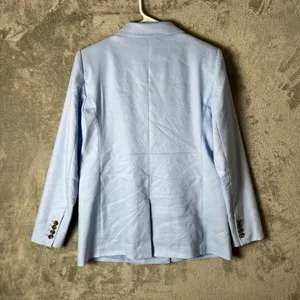 Ann Taylor The Oversized Peak Lapel Blazer Linen Twill Ojai Sky Blue‎ Size 0 thumbnail 3