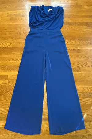 DO+BE Royal Blue Draped Jumpsuit size L thumbnail 6