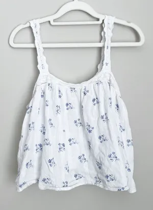 Joie Size S White Embroidered Flower 100% Cotton Tank Top Flowy Coquette thumbnail 1