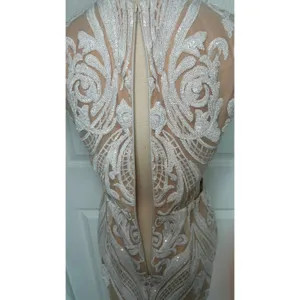 Ryse Emily Cutout Sequin Maxi Gown M White Nude Illusion Formal Slit NWOT thumbnail 5