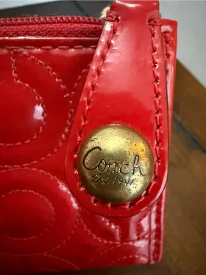 VTG Coach Signature Coin Pouch Keychain Wallet. Red thumbnail 4