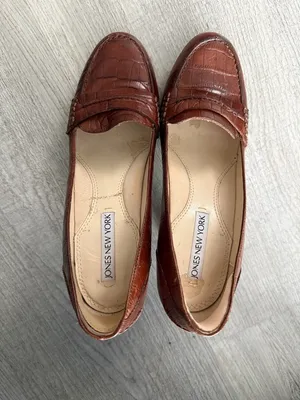 Jones New York Brown Croc-Embossed Loafer Heels Size 6 thumbnail 9
