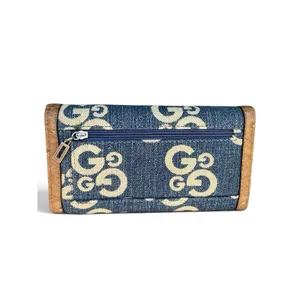 G By Guess Slim Amore Wallet 90s Y2K Monogram Denim Faux Gator Leather thumbnail 7