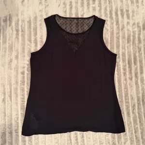 Banana Republic Black Sleeveless Mesh Lace Dotted Shell Blouse‎ Top Small thumbnail 8