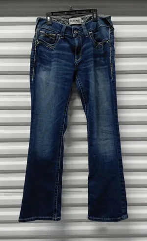 Ariat REAL Denim Womens Bootcut Jeans Size 31S Blue Western Cowgirl Equestrian thumbnail 1