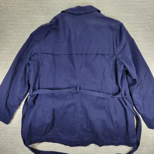 Gap Belted Trench Jacket Womens XXL Navy Blue Cotton Lined Double Breasted thumbnail 15