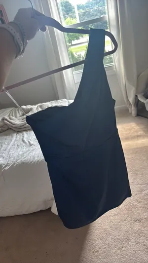 Lulus mini dress royal blue one shoulder thumbnail 1