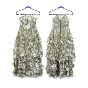 Fairy Floral Fantasy Midi Dress 2 Corsette Back Dusty Sage Embroidery Tulle thumbnail 2
